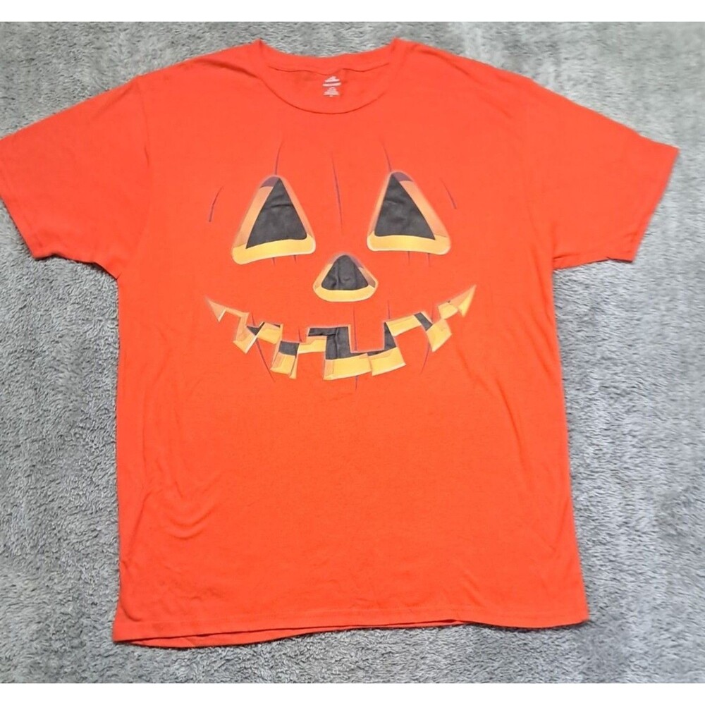 Halloween Jack O Lantern Shirt Mens Sz Large 42-44 T-Short Sleeve Tee Top Cotton